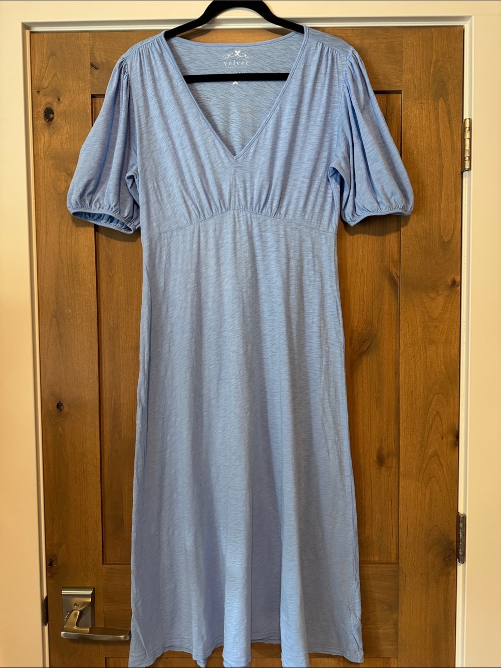 Velvet By Graham and Spencer Blue Vintage Slub Midi Dress Womens XS Cotton USA